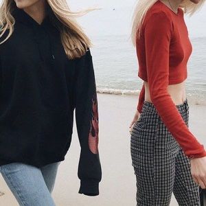 BRANDY MELVILLE RARE CHRISTY FLAMES HOODIE